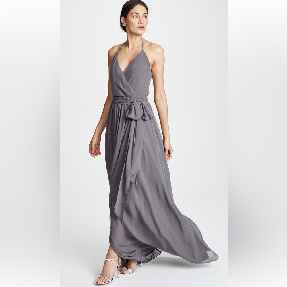 BNWT Ceremony by Joanne August Halter Wrap Chiffon Dress in Off-White size M - Picture 3 of 16
